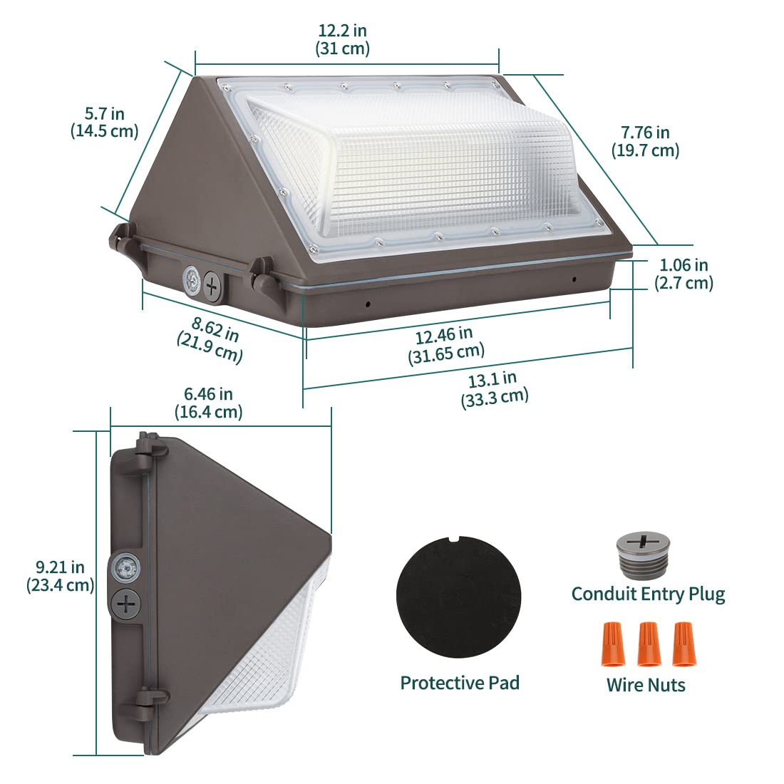 kadision LED Wall Pack with Dusk-to-Dawn Photocell, 60W 7800lm 5000K 100-277V IP65 Waterproof Outdoor Wall Light Fixture, 150-200W HPS/MH Replacement