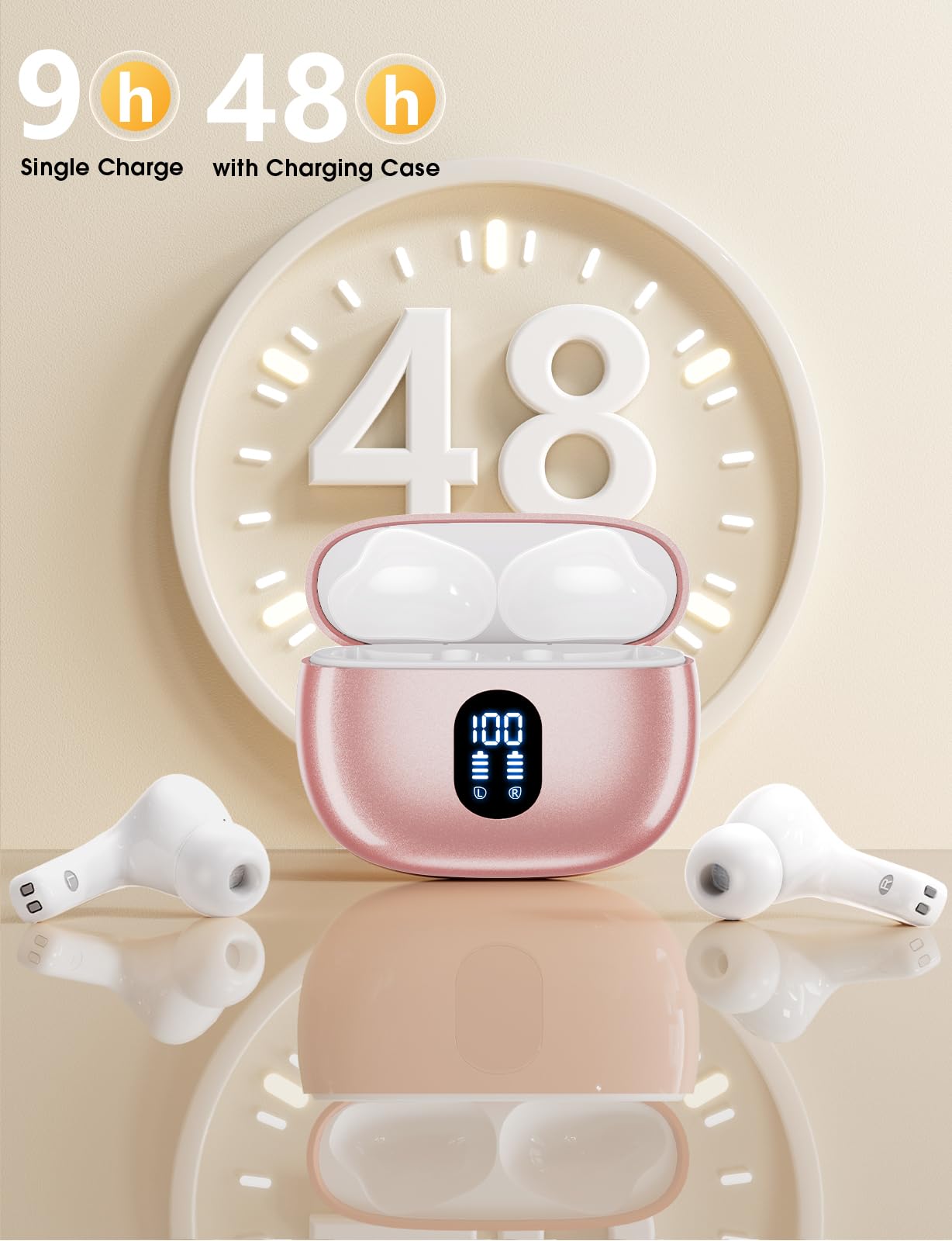 Wireless Earbuds, Hi-Fi Deep Bass Ear Buds, 48H Playtime In-Ear Headphones