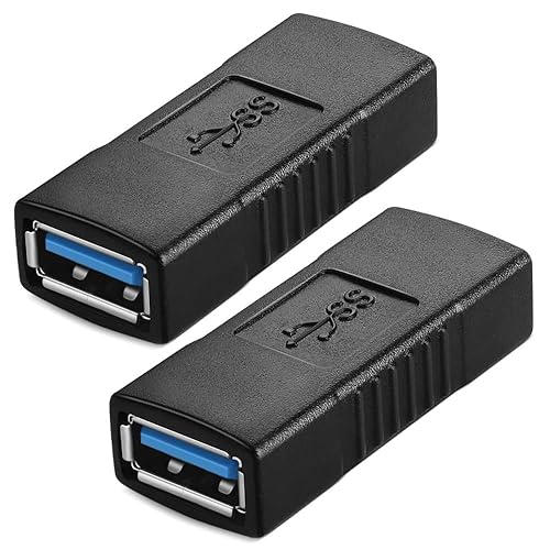 2pcs JacobsParts USB 3.0 Type A Female to Female Extension Connector Adapter F/F (Black)