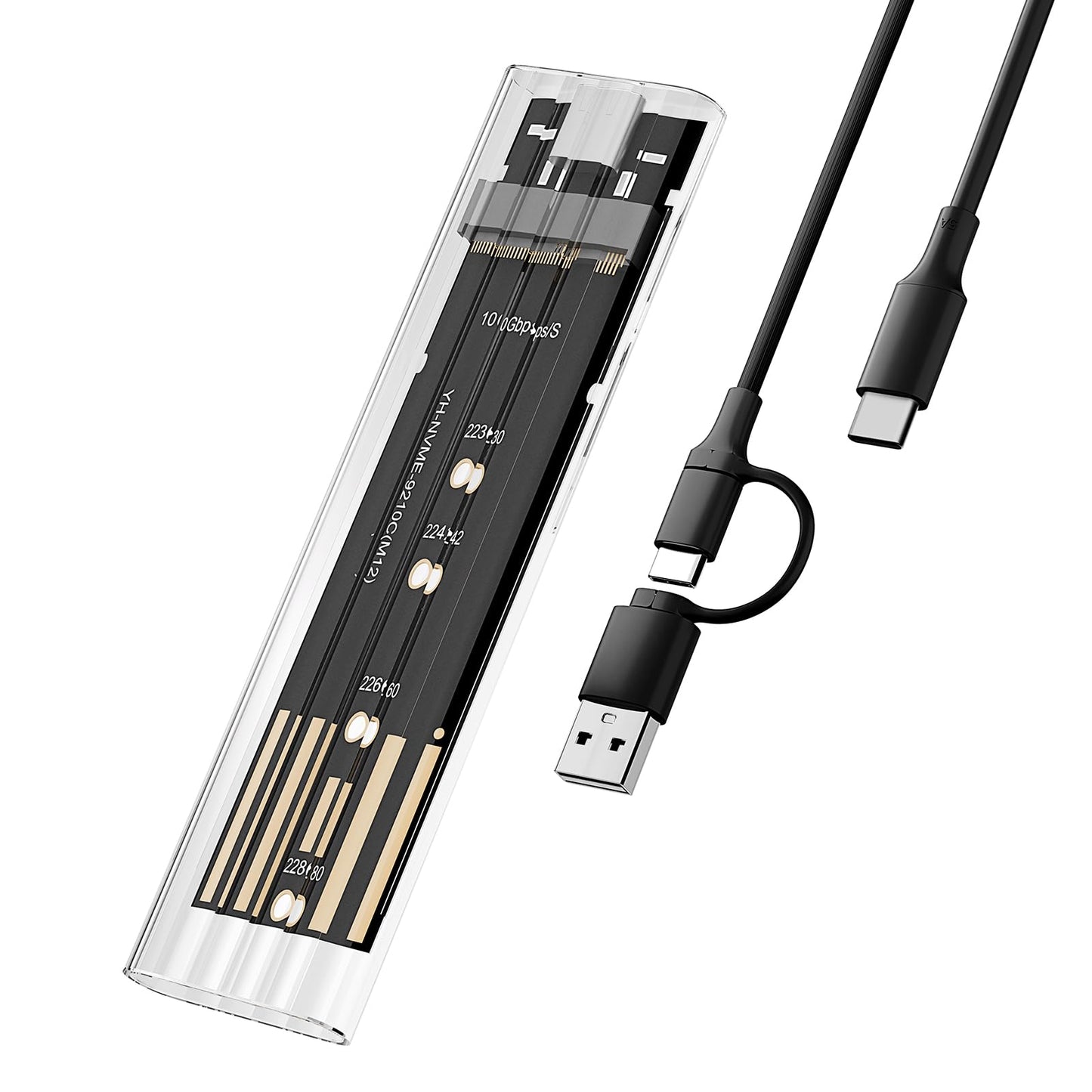 M.2 NVMe SSD Enclosure, High-Speed to USB Enclosure with USB 3.2 Gen 2 10Gbps, Compatibility for NVMe SSD M-Key/(B+M) Key, for 2230/2242/2260/2280