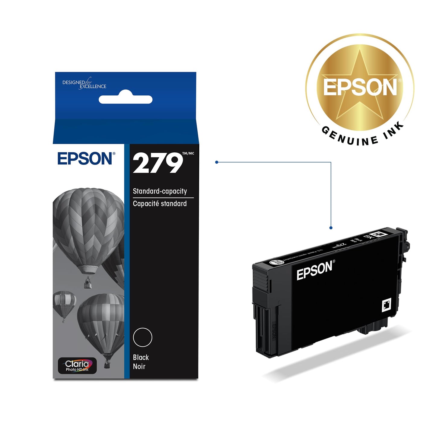 Epson 279 Claria Photo HD Ink Standard Capacity Black Cartridge (T279120-S) Works with Expression Photo XP-980