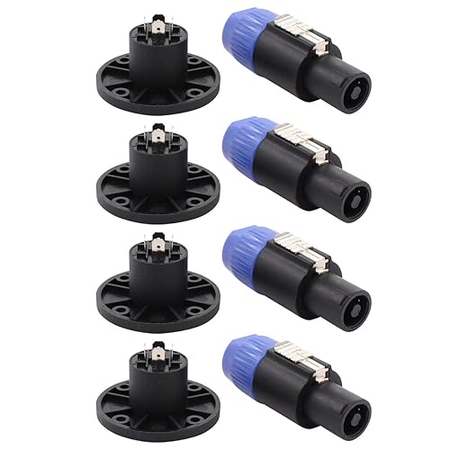 ApplianPar Speakon Cable Adapter Connectors 4 Pole Audio Speaker Plug Twist Lock and Round Panel Mount 4 Pin Female Socket for Neutrik Speakon NL2FC