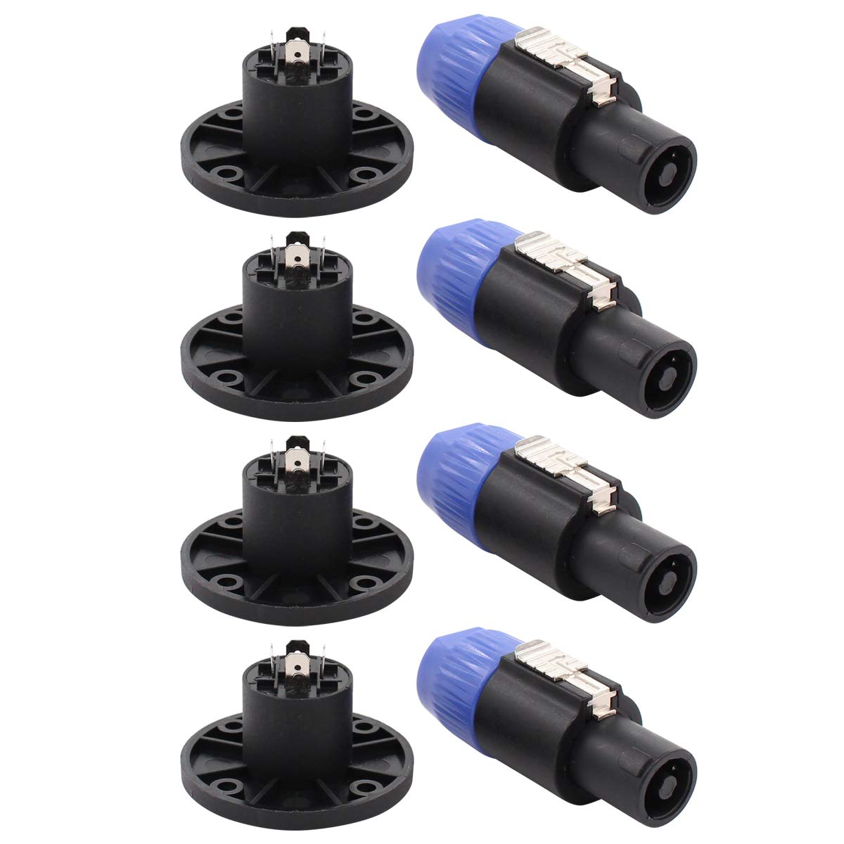 ApplianPar Speakon Cable Adapter Connectors 4 Pole Audio Speaker Plug Twist Lock and Round Panel Mount 4 Pin Female Socket for Neutrik Speakon NL2FC