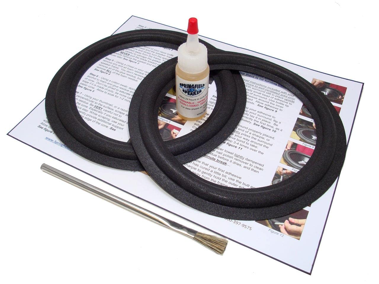 Springfield Speaker Foam Surround Edge Repair Kit - 2 Speaker Kit - 8 Inch - Compatible with Altec Lansing 1, 201, 205, 208, 508, A 0374, A 0614, Bias