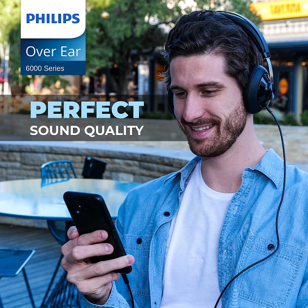 Philips SHP6000 Wired Headphones Studio Monitor & Mixing DJ Stereo Headsets Over Ear Headphones Wired Noise Isolation with High Resolution Audio…
