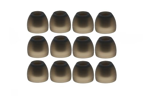 12pcs (TRS-B) Small (S) Replacement Ear Adapters Earbuds Ear Tips for in Ear Earphones with 4.9mm to 6.3mm Nozzle Attachment