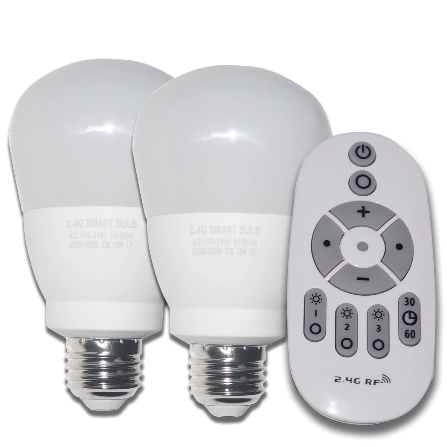 Fjyikj 12W E26 Smart LED Light Bulbs Dimmable with 2.4GHz Wireless 3-Zone Remote Control - Adjustable Color Temperature (Warm/Cool) and Brightness 2