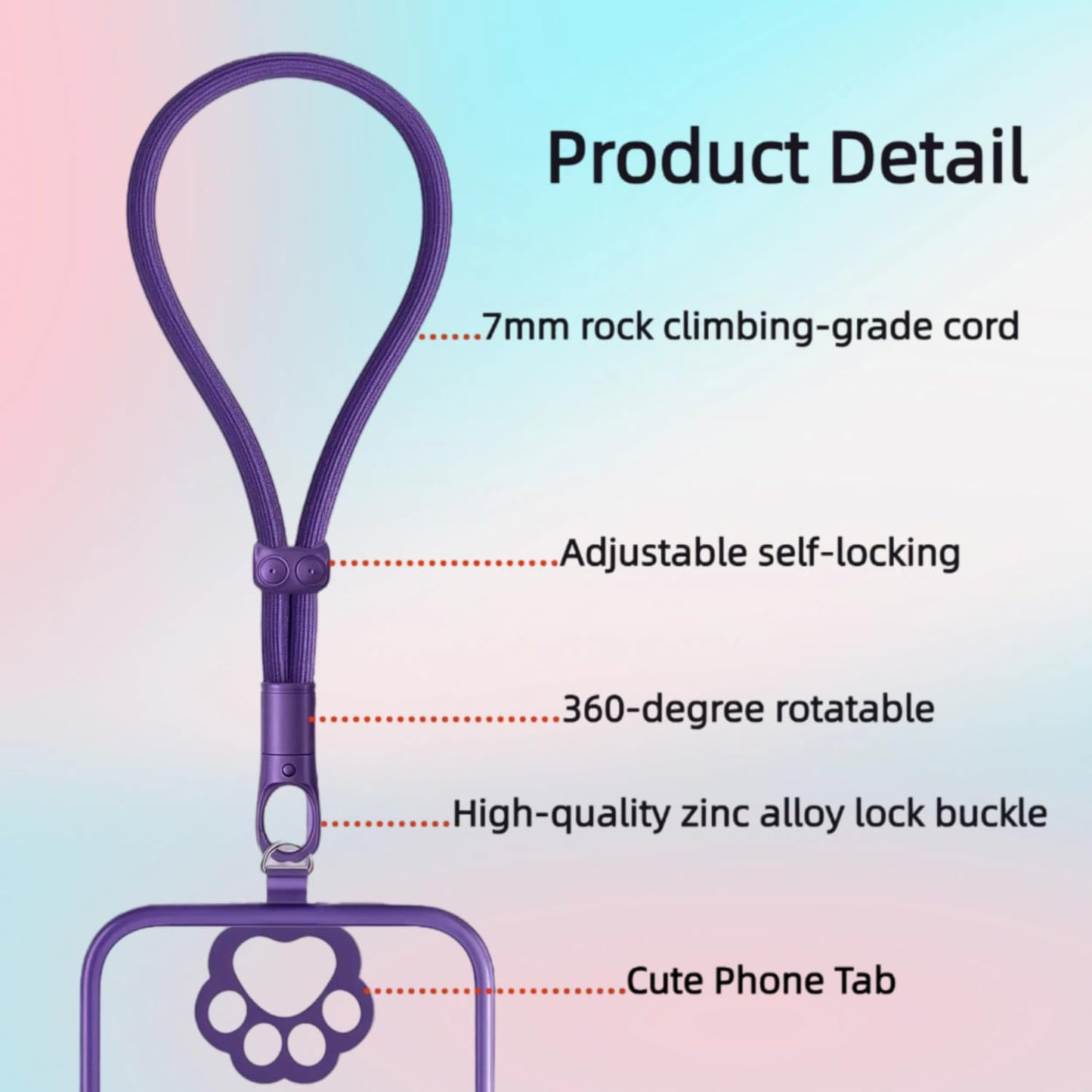 NUANJUYU 360° Rotatable Phone Lanyard, Tangle-Free Design with Cat Lock, Adjustable Anti-Lost Soft Wrist Strap for Men Women iPhone?White?