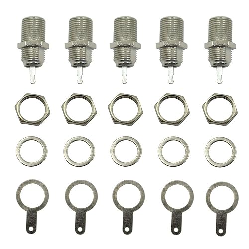 Hxchen F Type Panel Mounted Socket Female Jack Solder Connector Adapter - (5 Pcs)