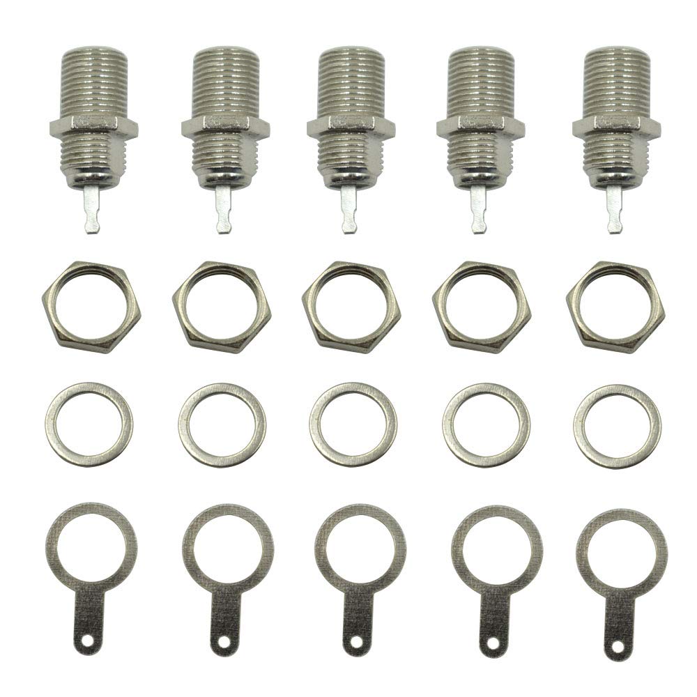 Hxchen F Type Panel Mounted Socket Female Jack Solder Connector Adapter - (5 Pcs)