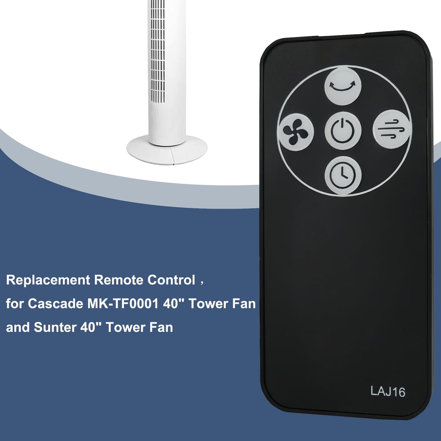 Replacement Remote Control for Cascade MK-TF0001 40" Tower Fan and Sunter 40" Tower Fan