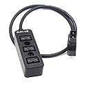 SZJELEN Metal Triple P-TAP D-tap Splitter,D-tap to 3ports D-tap P-tap Splitter Cable for Photography Power,Dtap Three-Way Splitter (Black Straight