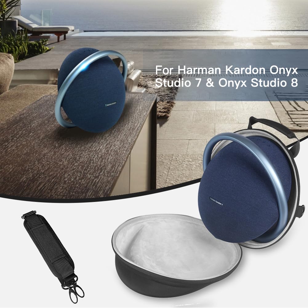 AZURAOKEY EVA Case for Harman Kardon Onyx Studio 8/7 Speakers, Waterproof Shoulder/Crossbody/Handbag Protective Travel Case with Shoulder Strap