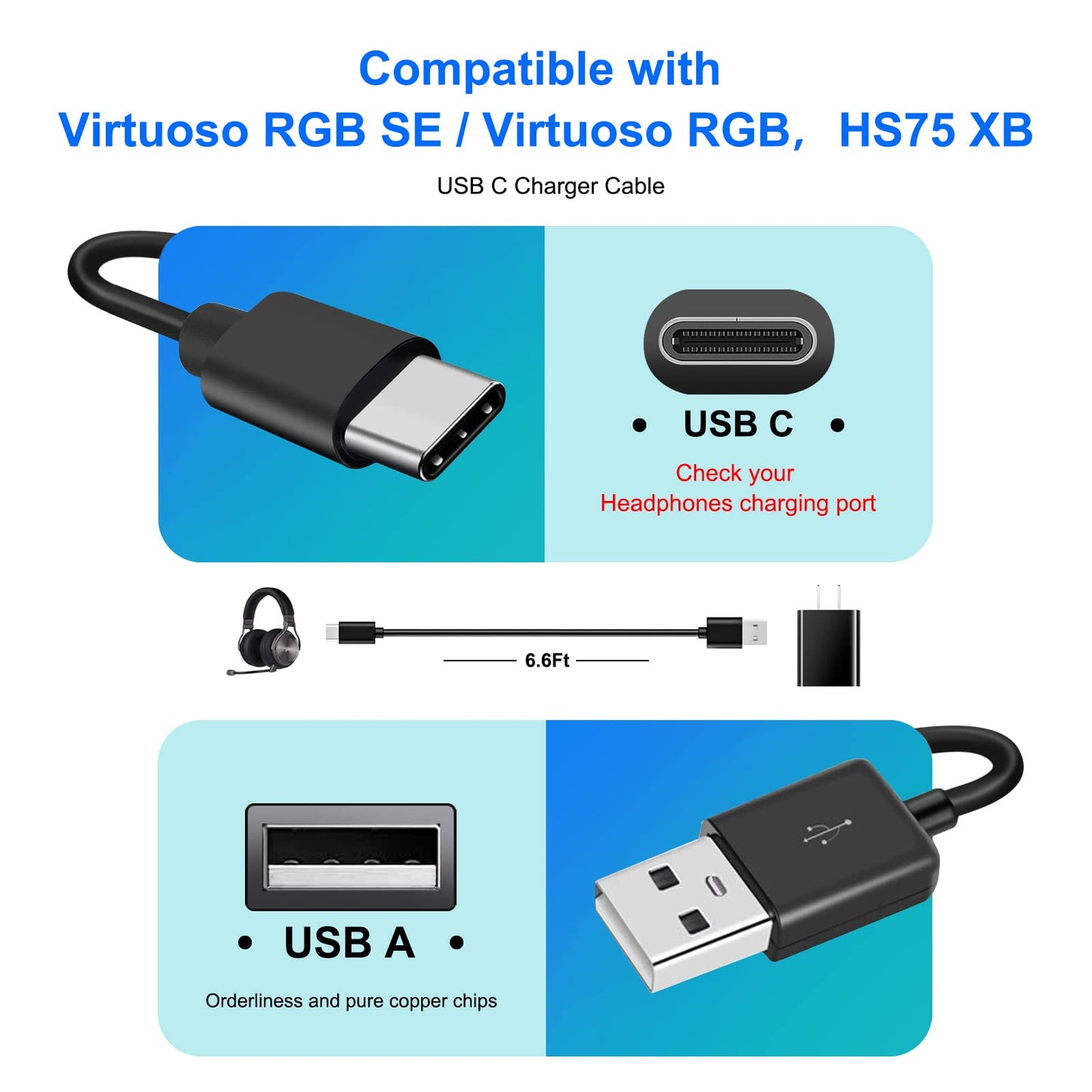 6ft USB C Charger Cable Charging Cord for AT&T Calypso 2/3 Radiant Max, Maestro Plus, TCL Flip Pro, Go Flip 4, Cricket Icon 2/3, Ovation 2, Sonim XP3