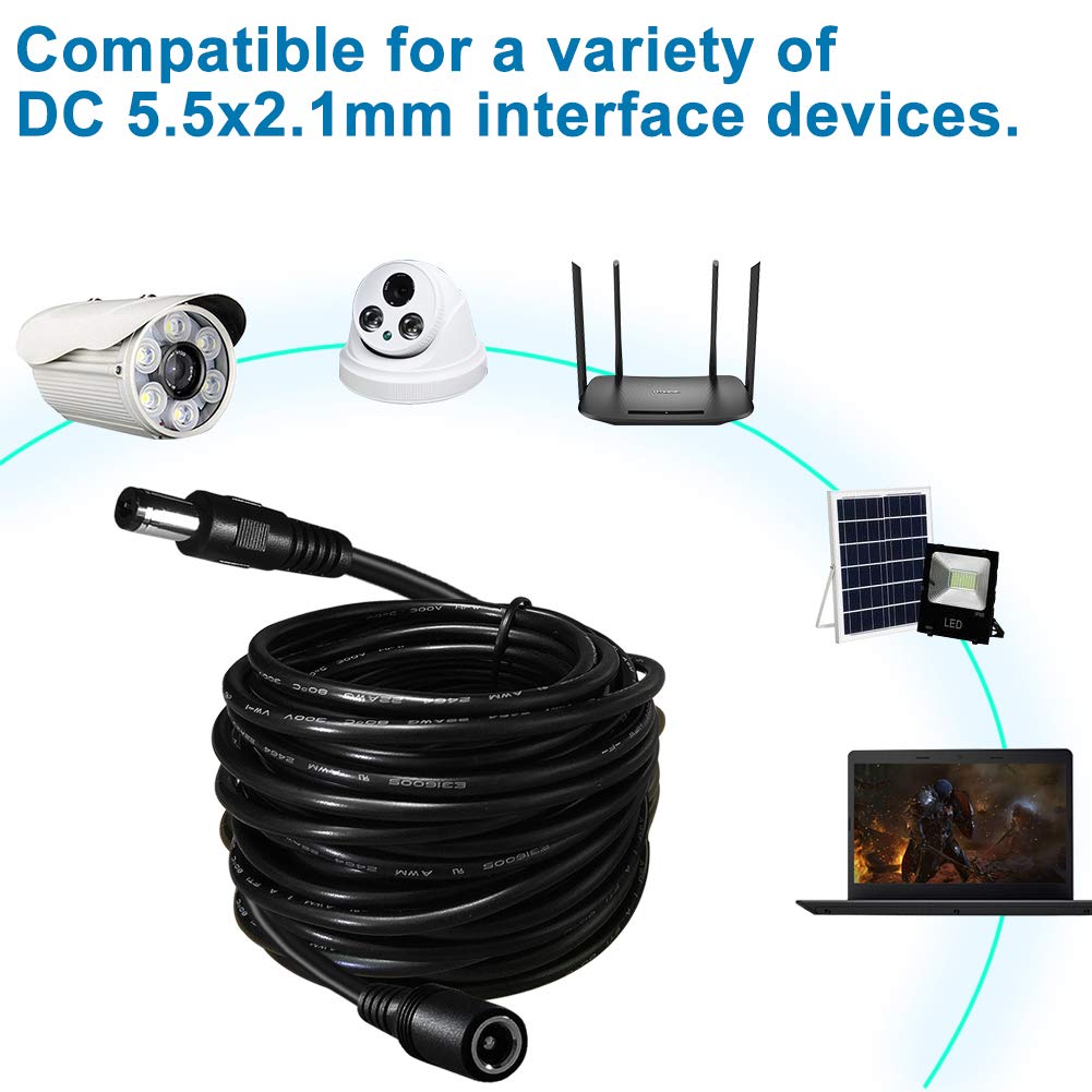Dc Power Extension Cable,5.5mm x 2.1mm 12v Extension Cord 13FT Security Camera Cable DC Male to Female Extender Wire for CCTV IP Indoor Camera Dvr