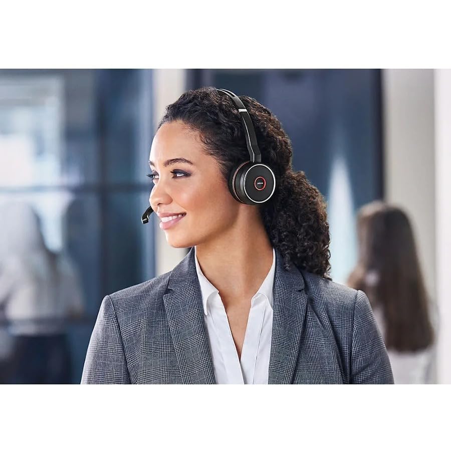 Jabra Evolve 75 SE Stereo Wireless Headset - Bluetooth Headset with Noise-Cancelling Mic, Active Noise Cancellation and Charging Stand - MS Teams…