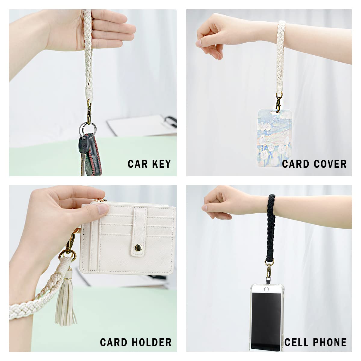 CHIWUTECH Boho Macrame Phone Wrist Strap, Cell Phone Lanyard with Tether Tab, Keychain Wristlet Charm, Anti-Loss Phone Chain