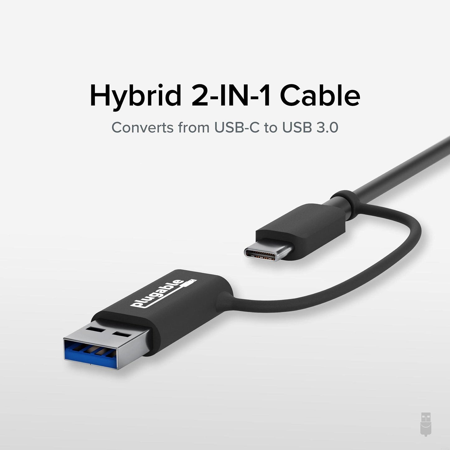 Plugable 2.5G USB-C and USB to Ethernet Adapter - Dual-Connector 2-in-1 USB-C to RJ45 2.5Gbps LAN, Compatible with Thunderbolt 5 & 4, USB4, USB 3.0