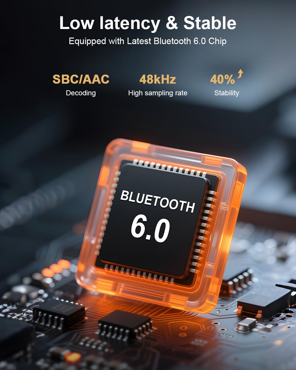 Bluetooth 6.0 Receiver, Hi-Res Wireless Audio Adapter with Low Latency Supporting USB Flash Drives/3.5mm Jack/Singing, for Old Stereo/Speakers/Wired