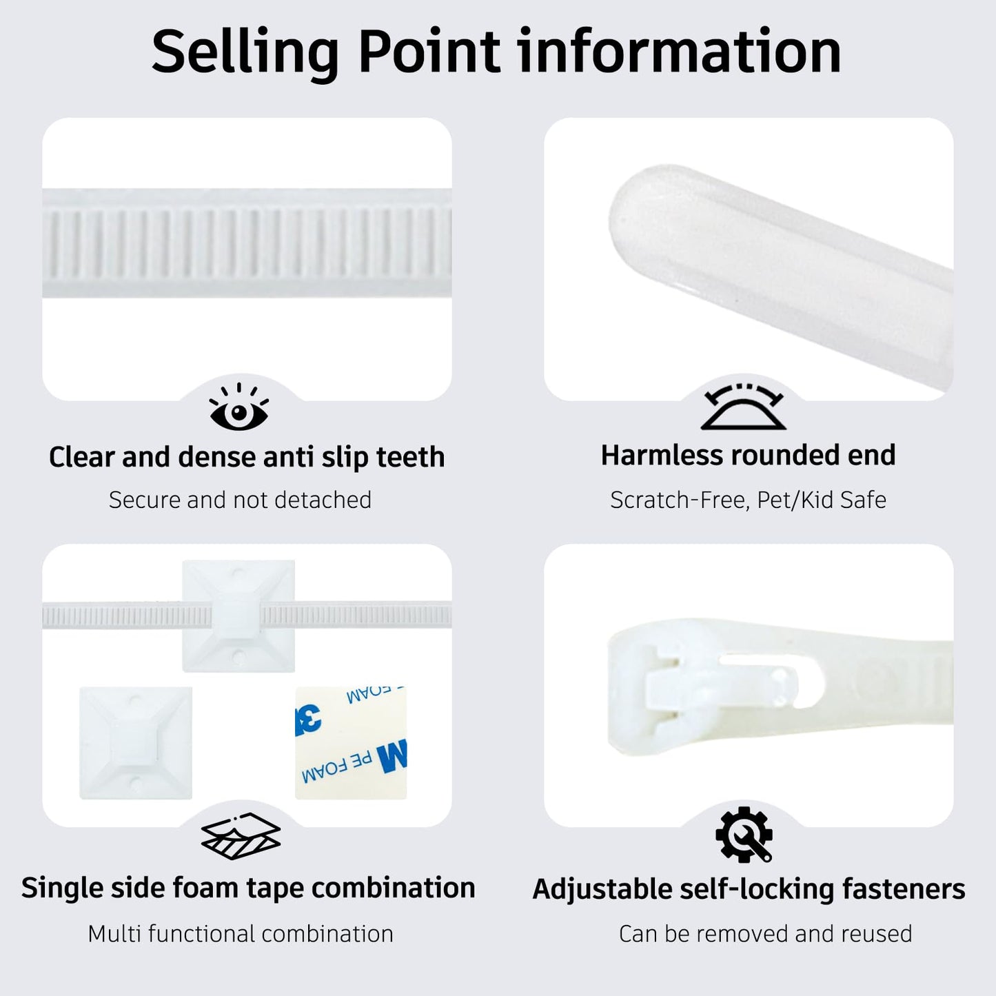 10 Inch Reusable Adjustable Straps with Sticky Pads - Durable Fastening Straps for Home Organization, Car Accessories, Cable Management, Tools