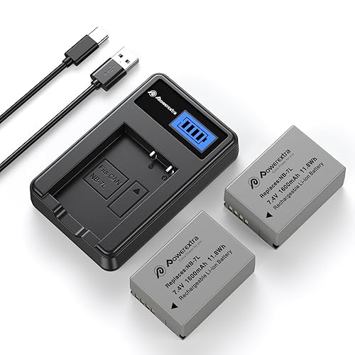 Powerextra NB-7L 2-Pack 1600mAh 7.4V Battery and Charger for Canon PowerShot G10 G11 G12 SX30 is Digital Camera