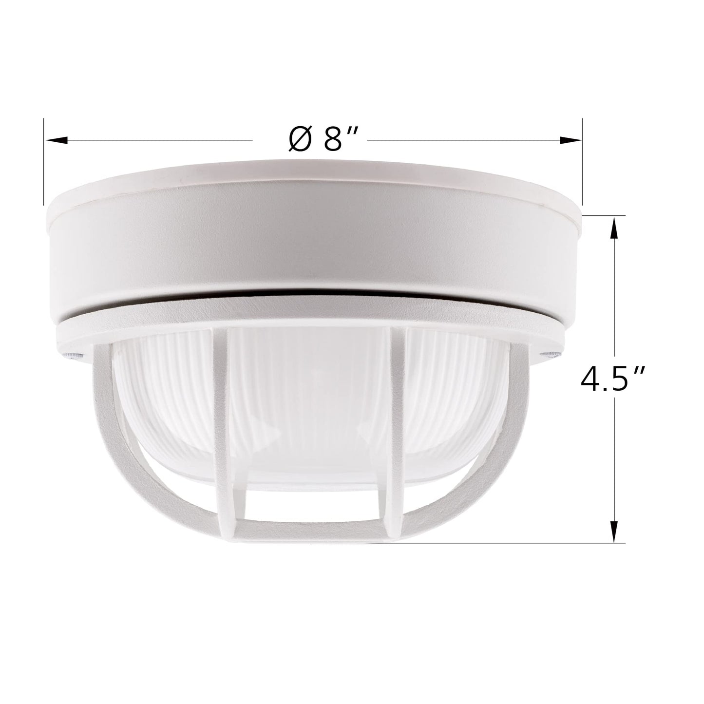 YoonLIT 8.0 inch Outdoor Round LED Bulkhead Light Fixture, Wall or Ceiling Flush Mount Waterproof, for Porch, Basement, Hallway, Balcony, 11.5W 900