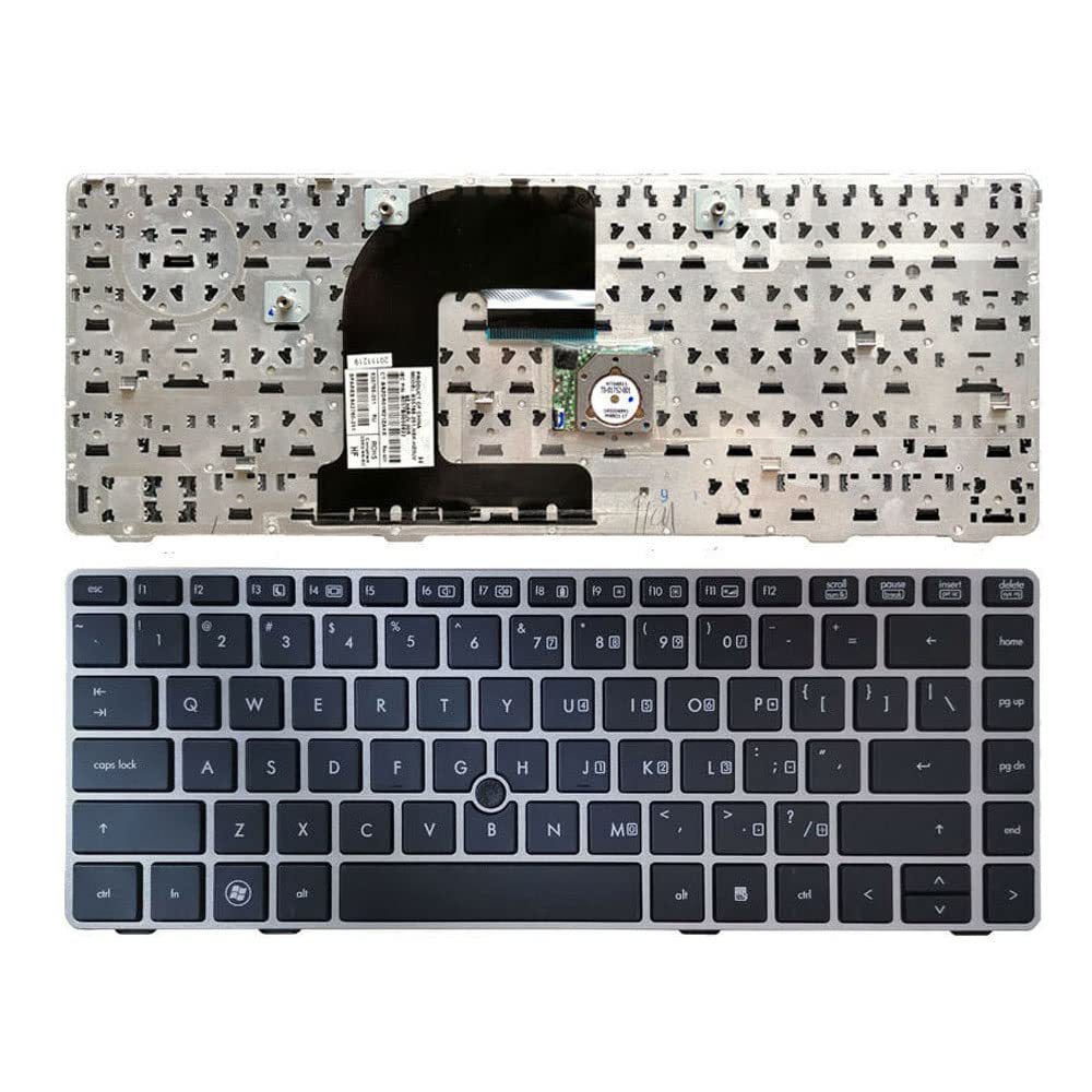 Laptop Replacement Keyboard Compatible for HP EliteBook 8470B 8470P 8470 8460 8460p 8460w ProBook 6460 6460b 6470 702649-001 Silver Frame US Layout
