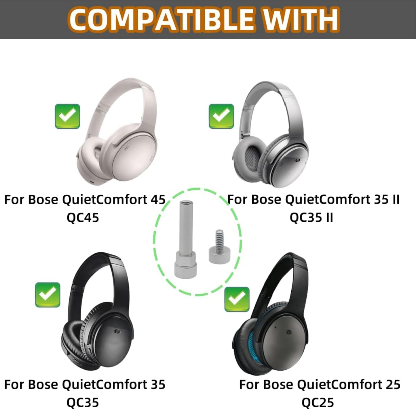 Headband Hinge Screws - for Bose QC35 QC45 QC25 316 Stainless Steel Headband Swivel Screw Repair Kit