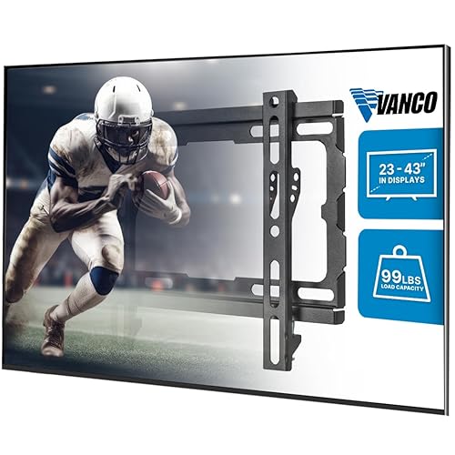 Vanco Fixed TV Wall Mount with Fixed TV Mounting Bracket - Slim Profile, VESA Compatible 200 x 200 or Less, Supports 23-43 Inch Displays