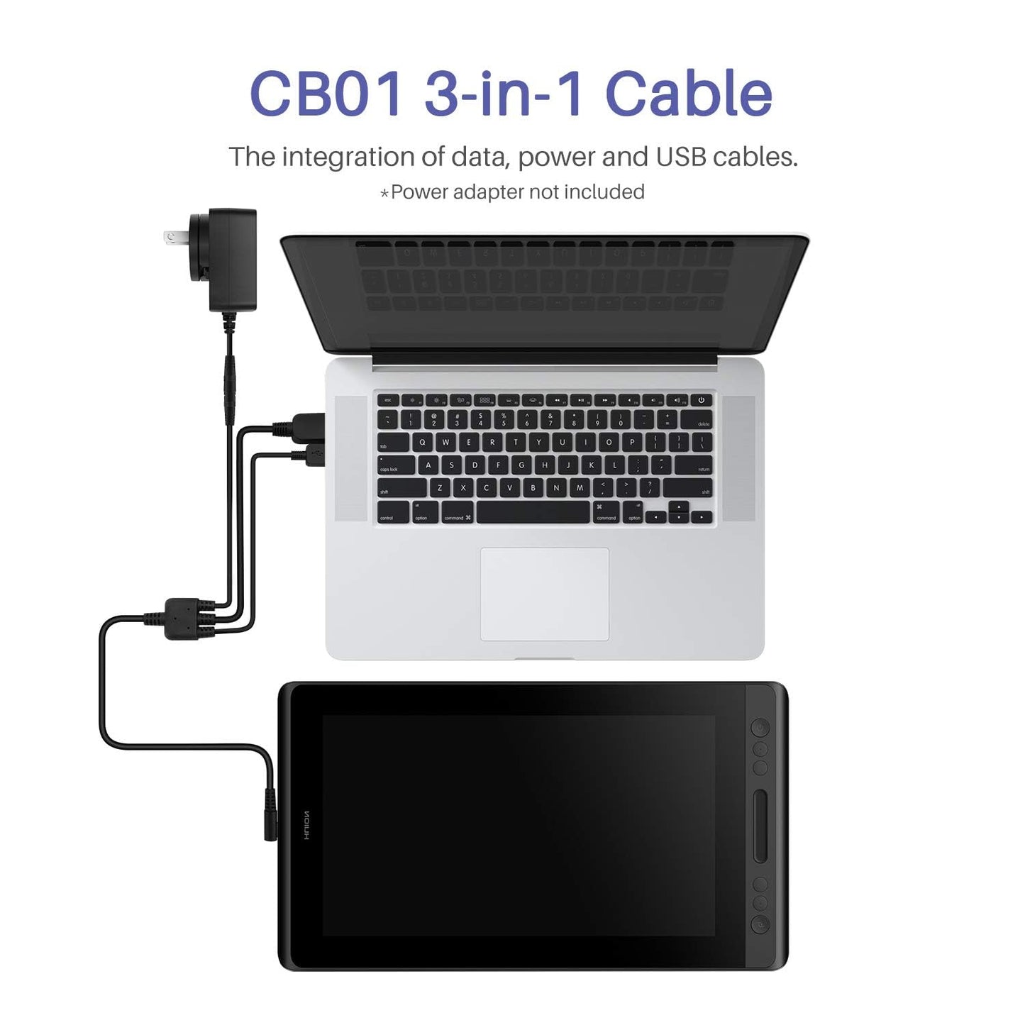 TALTAW 3 in1 HDMI Cable for Huion Graphics Drawing Tablet Kamvas Pro 16 Pro 13 Pro 12 (CB01)