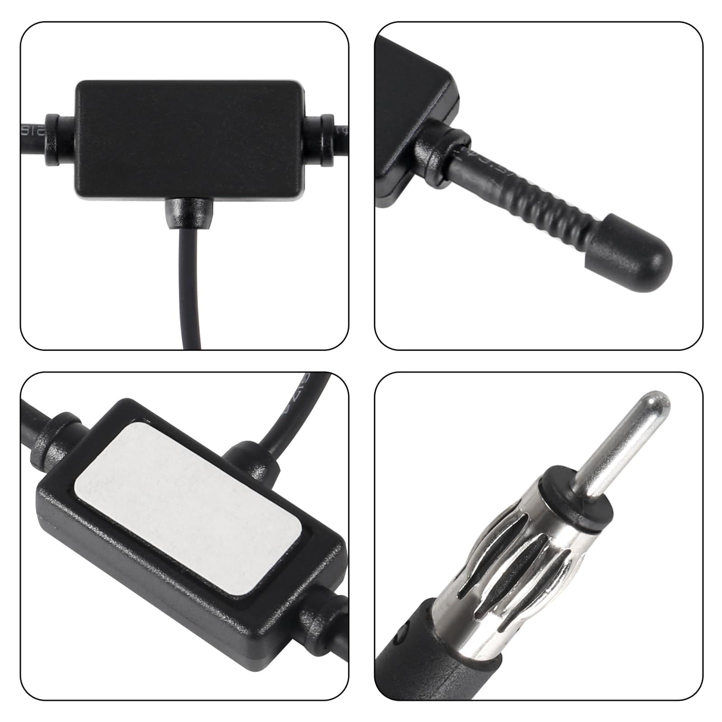 AEDIKO Car Stereo AM FM Dipole Antenna Hidden Adhesive Mount AM FM Radio Antenna DIN Plug Connector for Vehicle Car Truck SUV Radio Stereo Head Unit