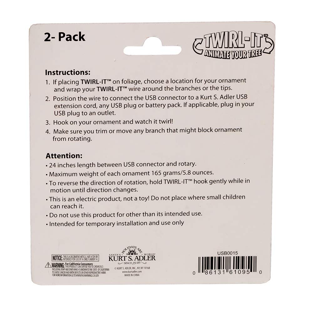Kurt S. Adler USB 2 Pack Twirl-Its with DC Motor