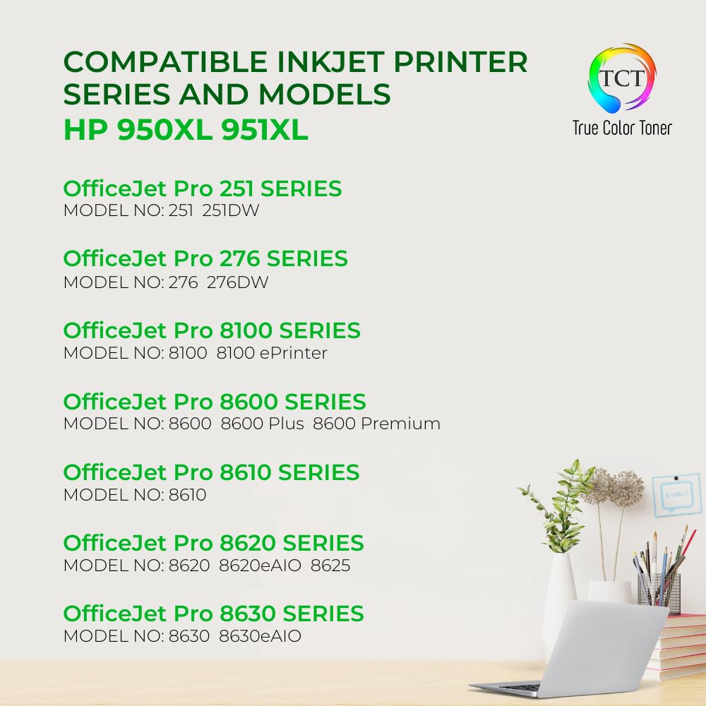 TCT 950XL 951XL Color Ink Cartridge 3 Pack - Compatible Replacement for HP 951XL 951 XL CN046AN CN047AN CN048AN Works with HP OfficeJet Pro 251DW