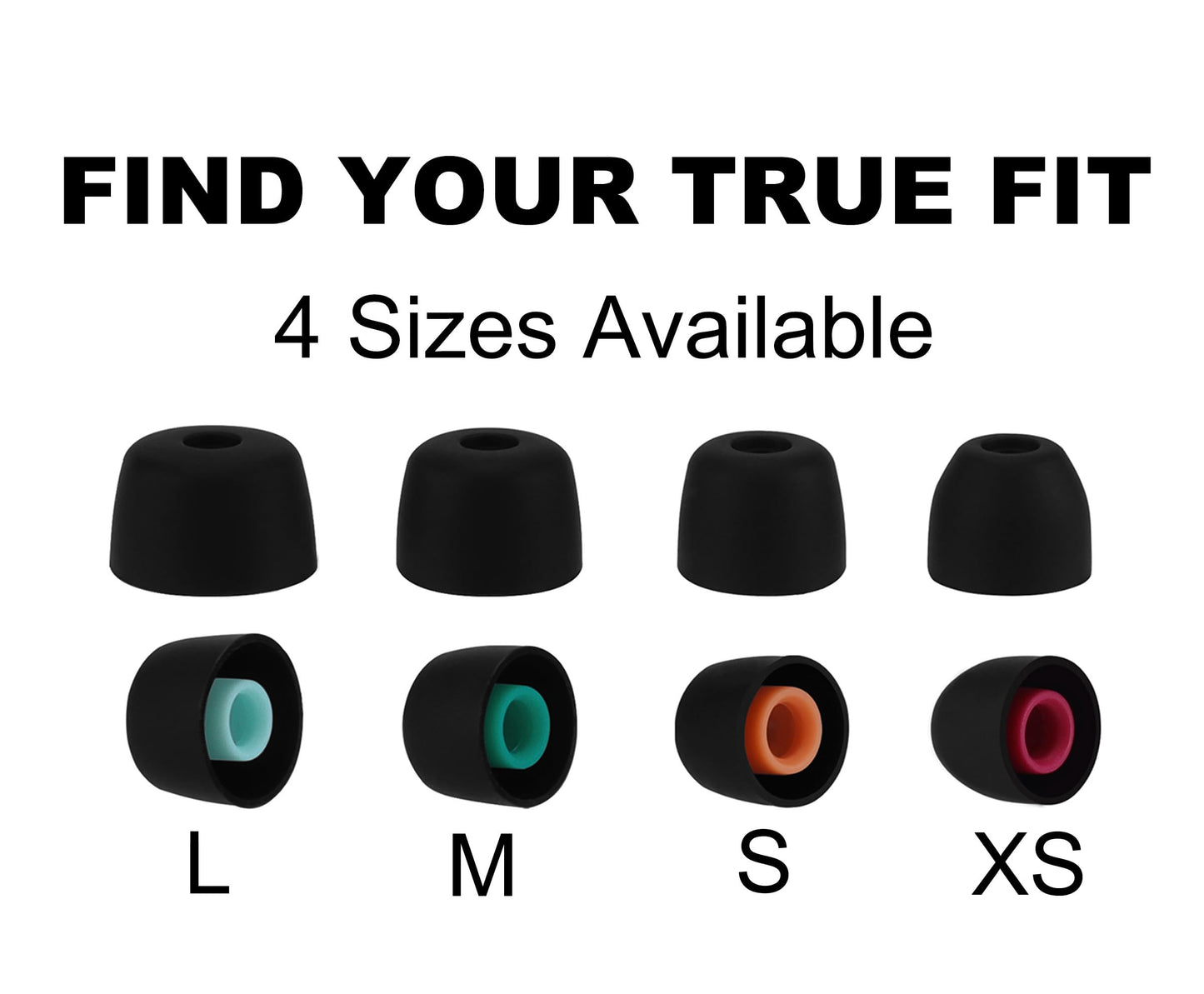 XMTYAN Replacement Ear Tips Compatible with Sony WF-1000XM6, Soft Silicone Eartips with Portable Storage Box (8, Black, XS/S/M/L)
