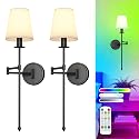 KELIDEN Battery Operated Wall Sconces Set of 2, 24.8" Wireless LED Wall Light with Remote, 9000mAh Rechargeable, RGB & 9CCT Stepless Dimmable, Modern