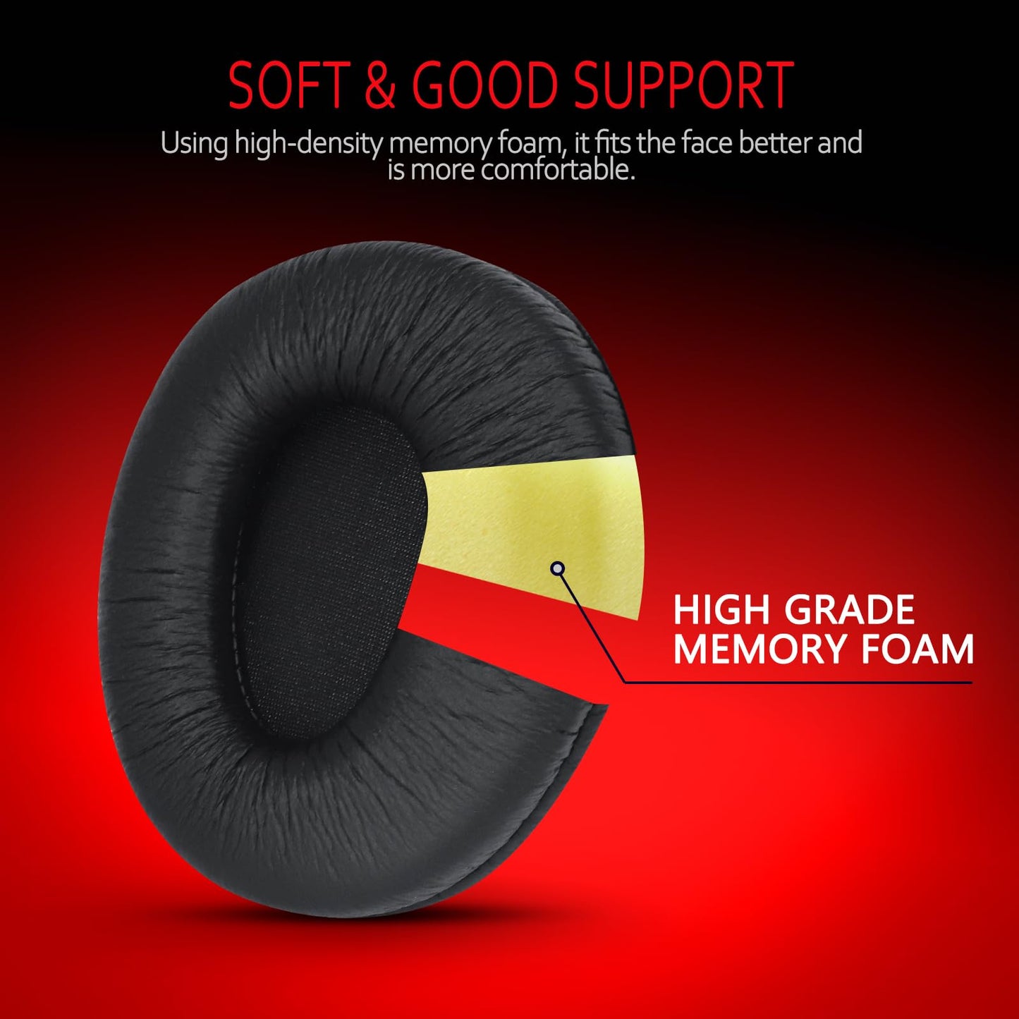 Krone Kalpasmos Replacement Ear Pads for Sony mdr-v600 and Sony mdr-7509hd Replacement Ear Pads, Protein Leather Memory Foam Cushions for Sony
