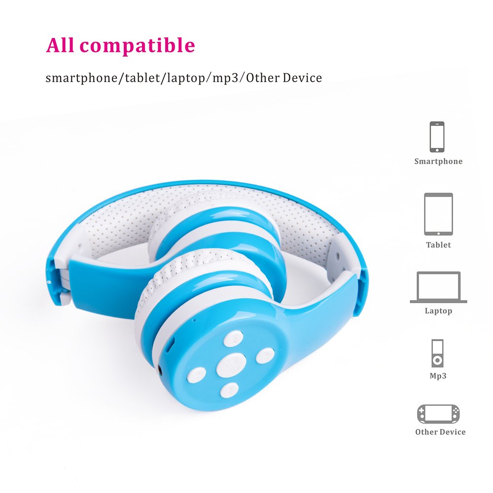 YUSONIC Kids Wireless Headphones, 5 Button Easy Use Bluetooth Toddler Headphones 93db Volume Limited Foldable with Built-in Mic for Cell Phones TV…