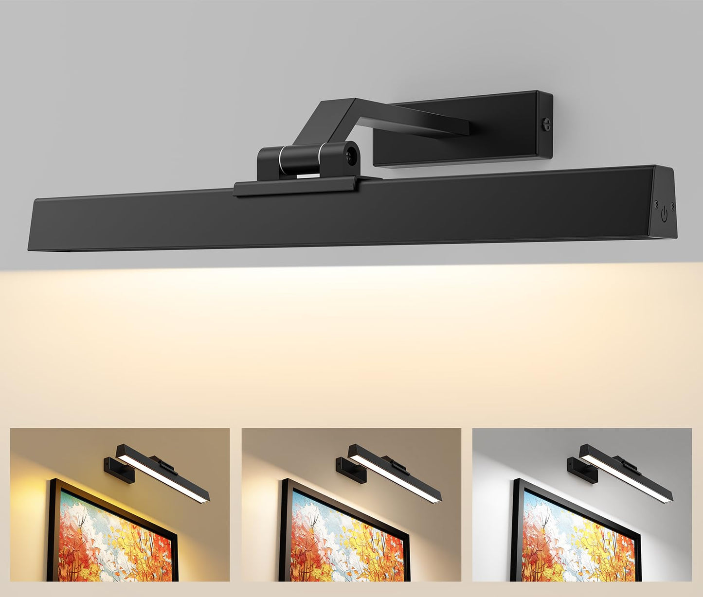 Picture Lights for Wall, Battery Operated Picture Light 16in Gallery Light for Paintings CCT Dimmable Recharging Battery Wall Light with Remote