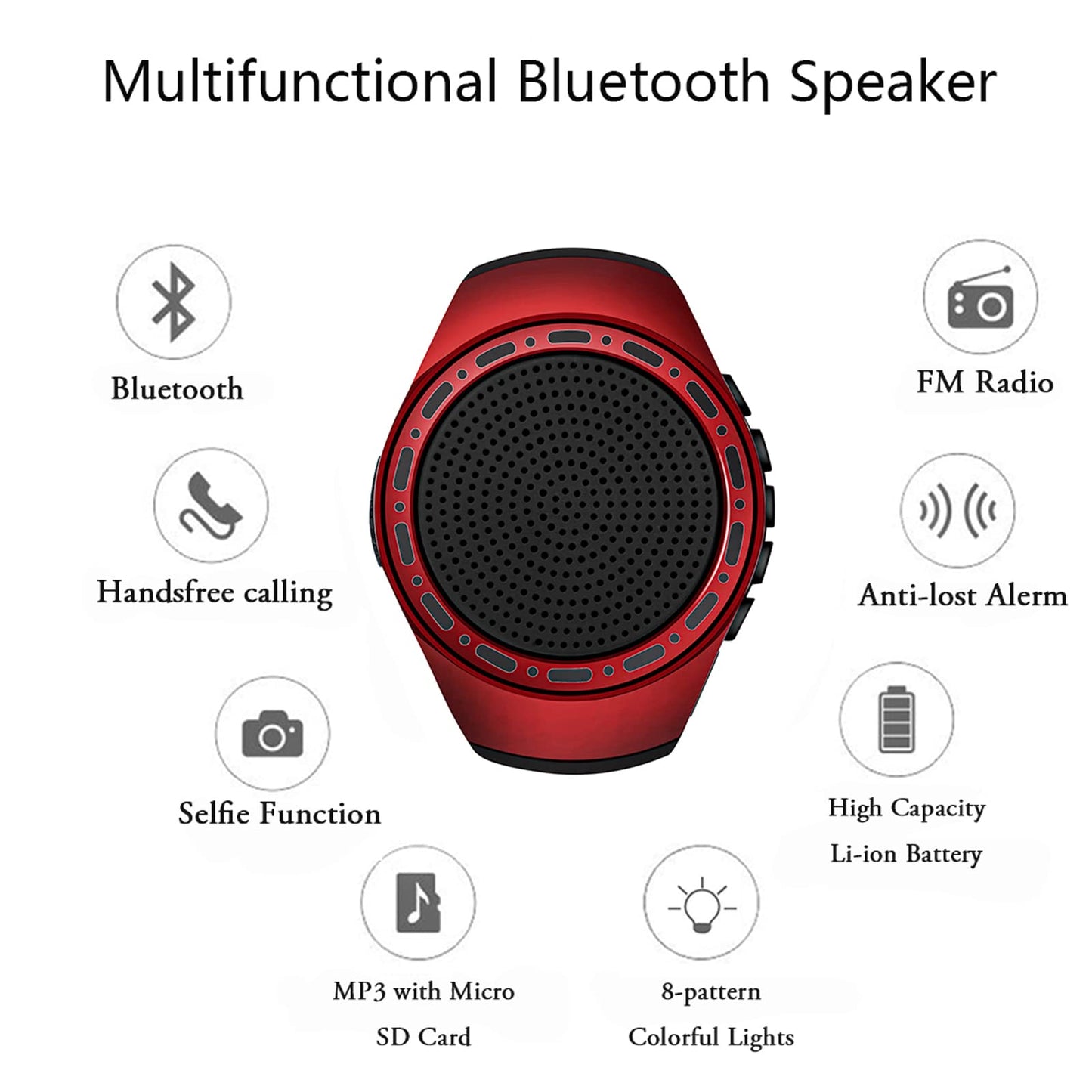 ORIDECOR Wireless Wearable Waterproof Wrist Portable Bluetooth Speaker Watch with Multi Function FM Radio & MP3 Player & TWS & Selfie & Ultra Long