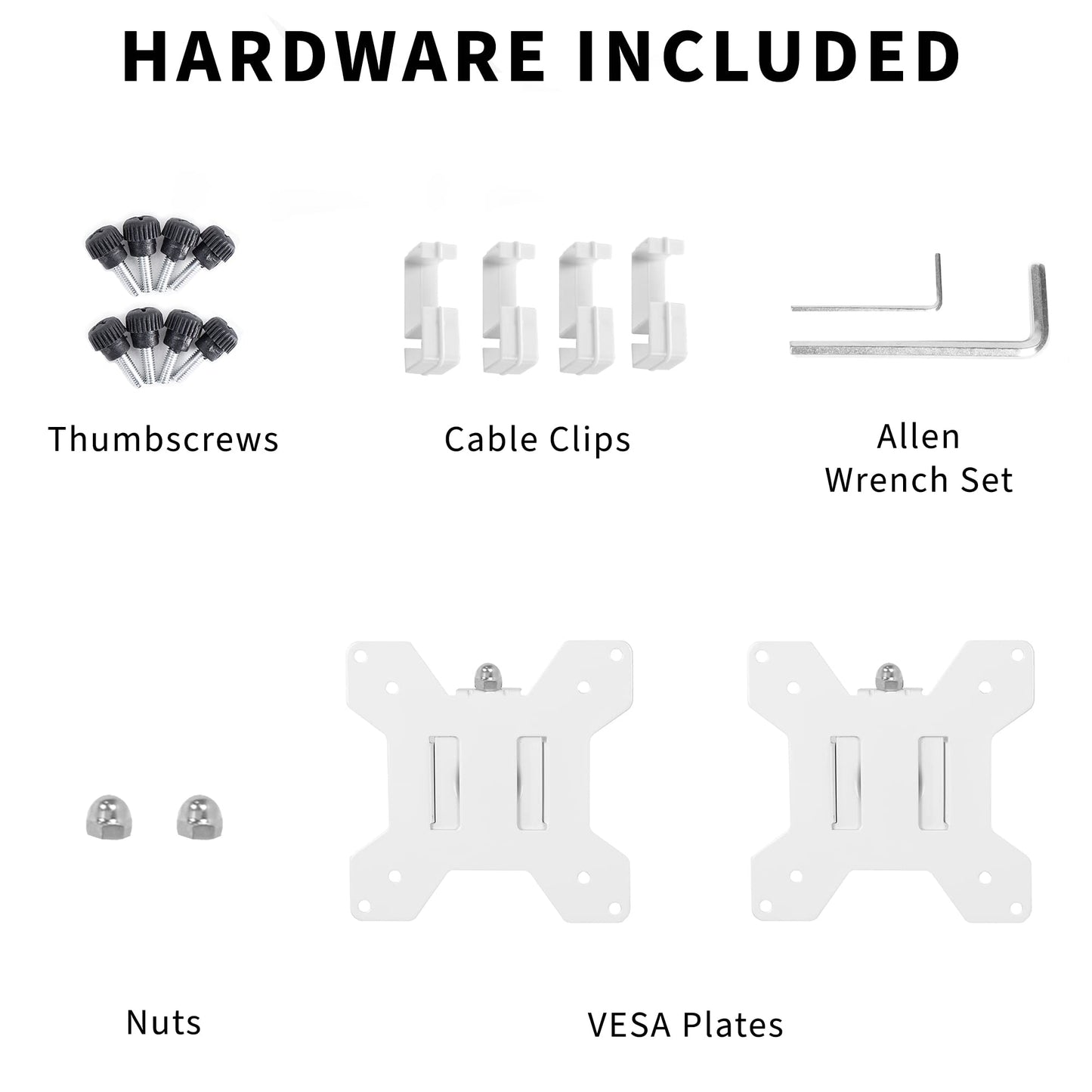 VIVO White Fully Adjustable Dual Monitor Arm for Desk Mount Stand, Double Monitor Arm for 2 Screens up to 27 inches, PT-SD-AM02AW