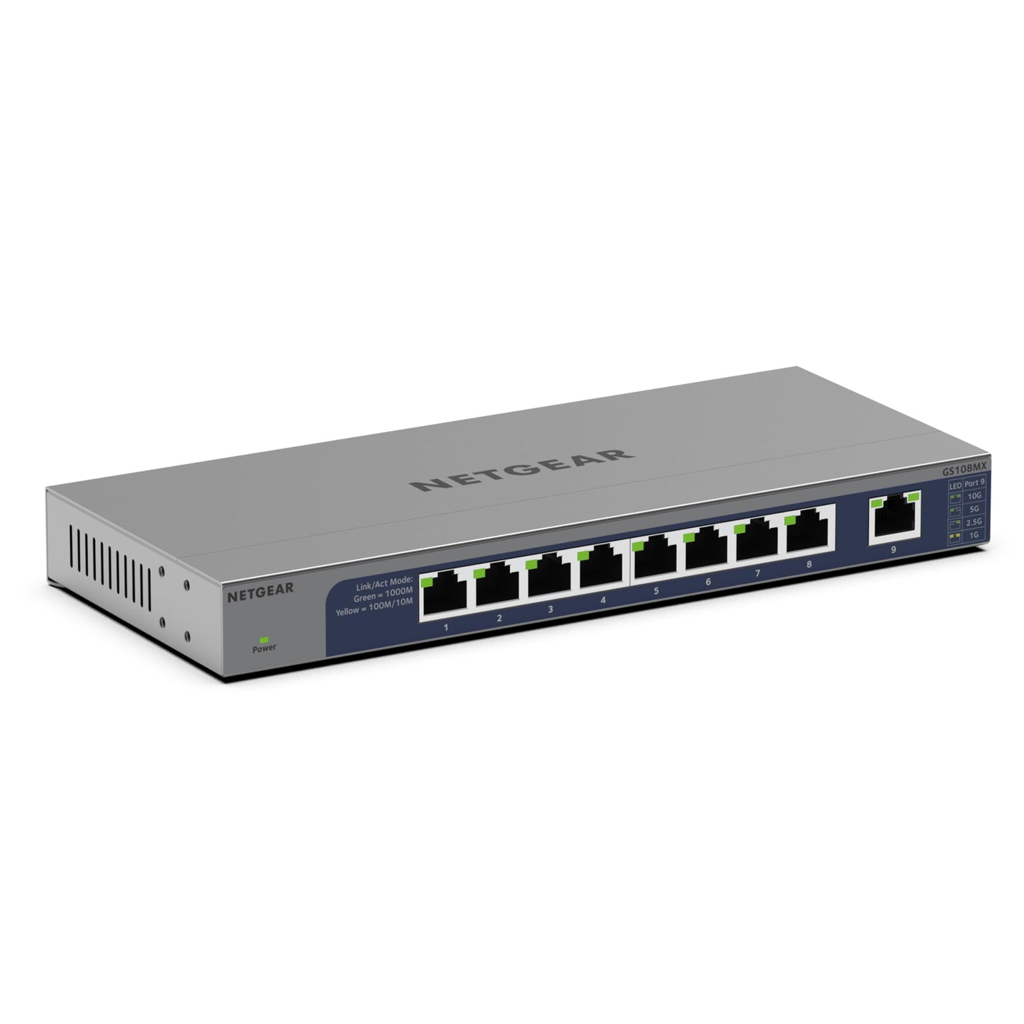NETGEAR 8-Port 1G/10G Multi-Gigabit Ethernet Unmanaged Switch (GS108MX) - with 1 x 10G/Multi-gig RJ-45 Ethernet Uplink, Desktop or Wall Mount
