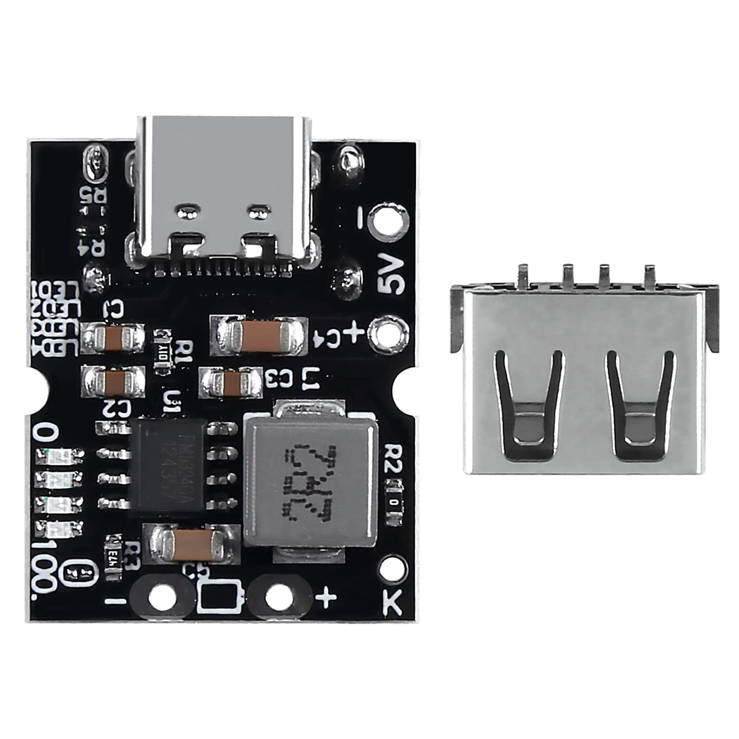 ATNSINC 12PCS Type-C USB 5V 2A Boost Converter Step-Up Power Module Mobile Power Bank Accessories with Protection LED Indicator (Type-C No Welding)