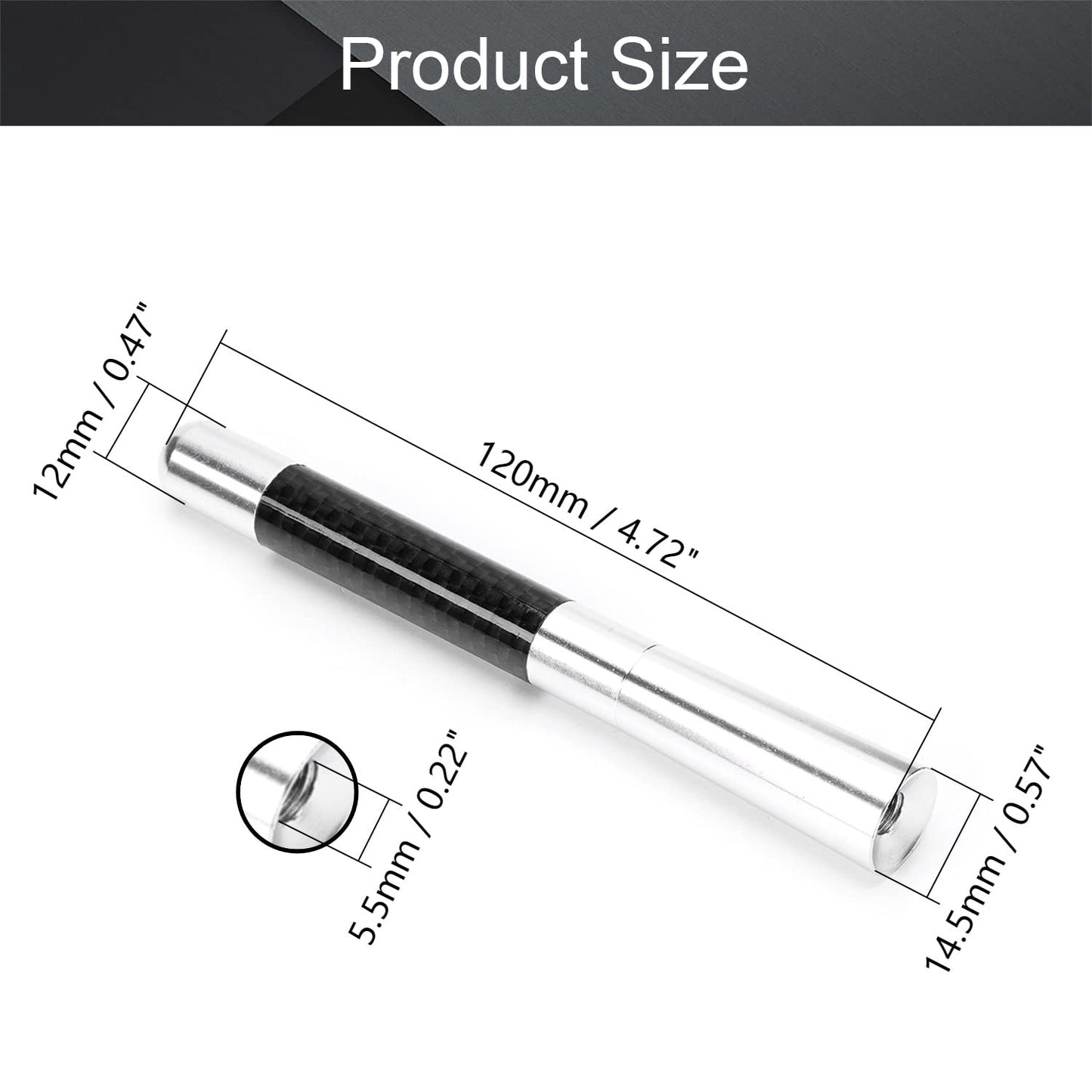 Othmro 12cm Length Carbon Fiber Pattern Screw-on Car Decorative Antenna Aerial Silver Black 1pcs