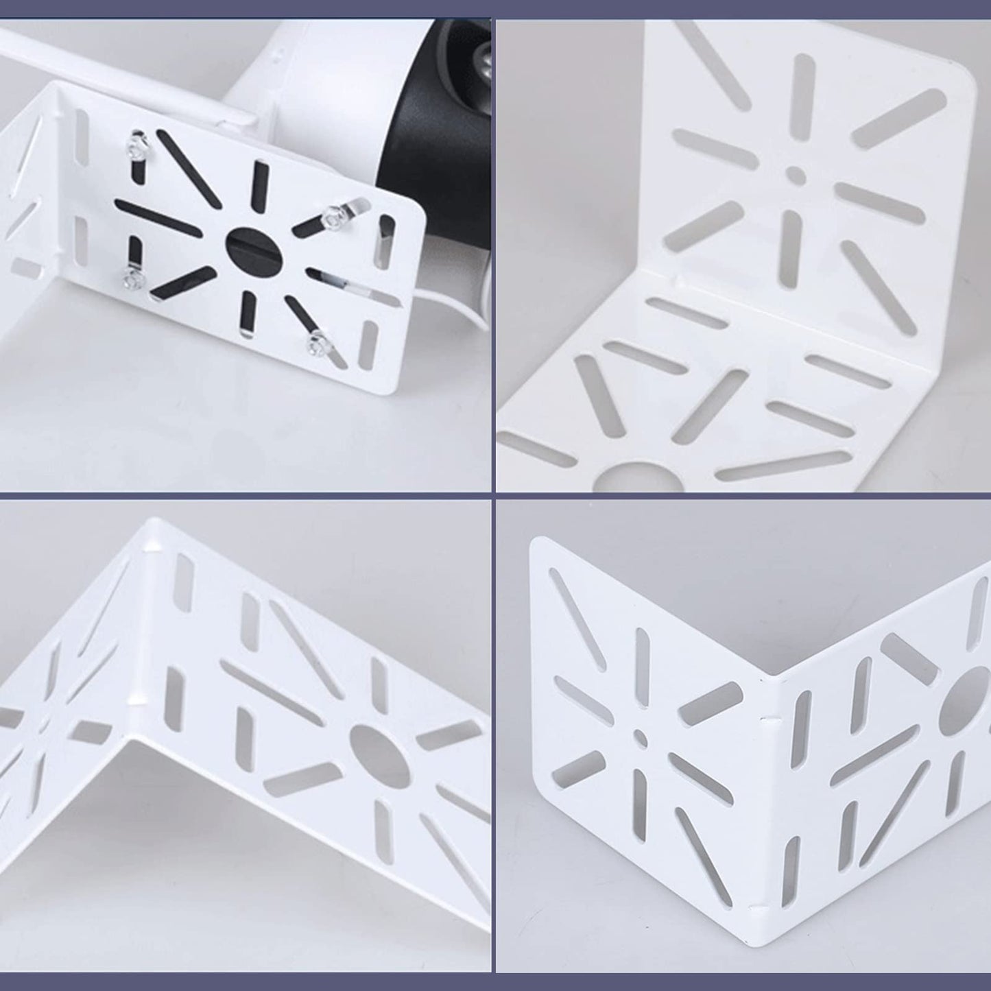 WiTi L-Shape Wall and Ceiling Mount Bracket for CCTV Camera IP Cameras, PTZ Dome Camera Holder Solid Metal Universal Holes Pattern, Suitable