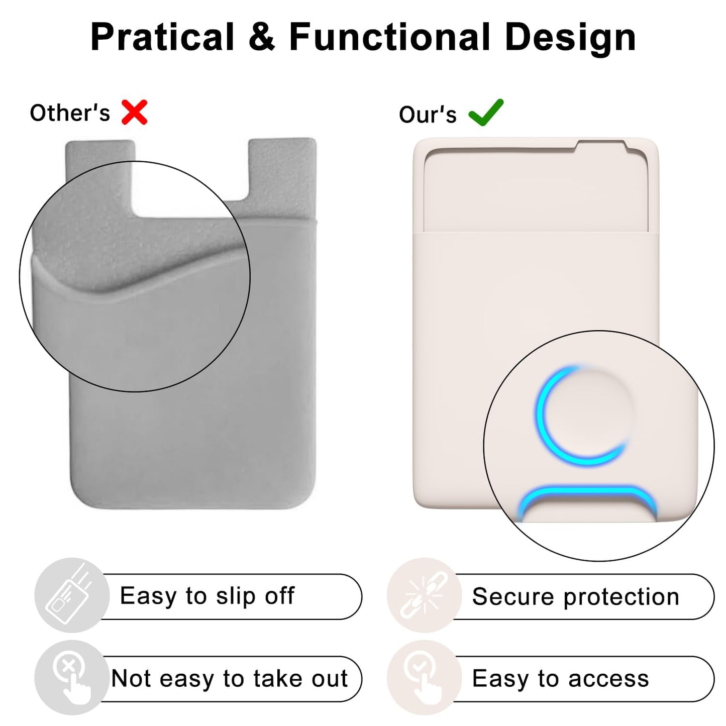 oakxco Magnetic Phone Wallet Stick On, Secure Phone Card Holder Compatible with Magsafe, Adhesive Pocket Sleeve ID Credit Card, Slim Thin Card Case