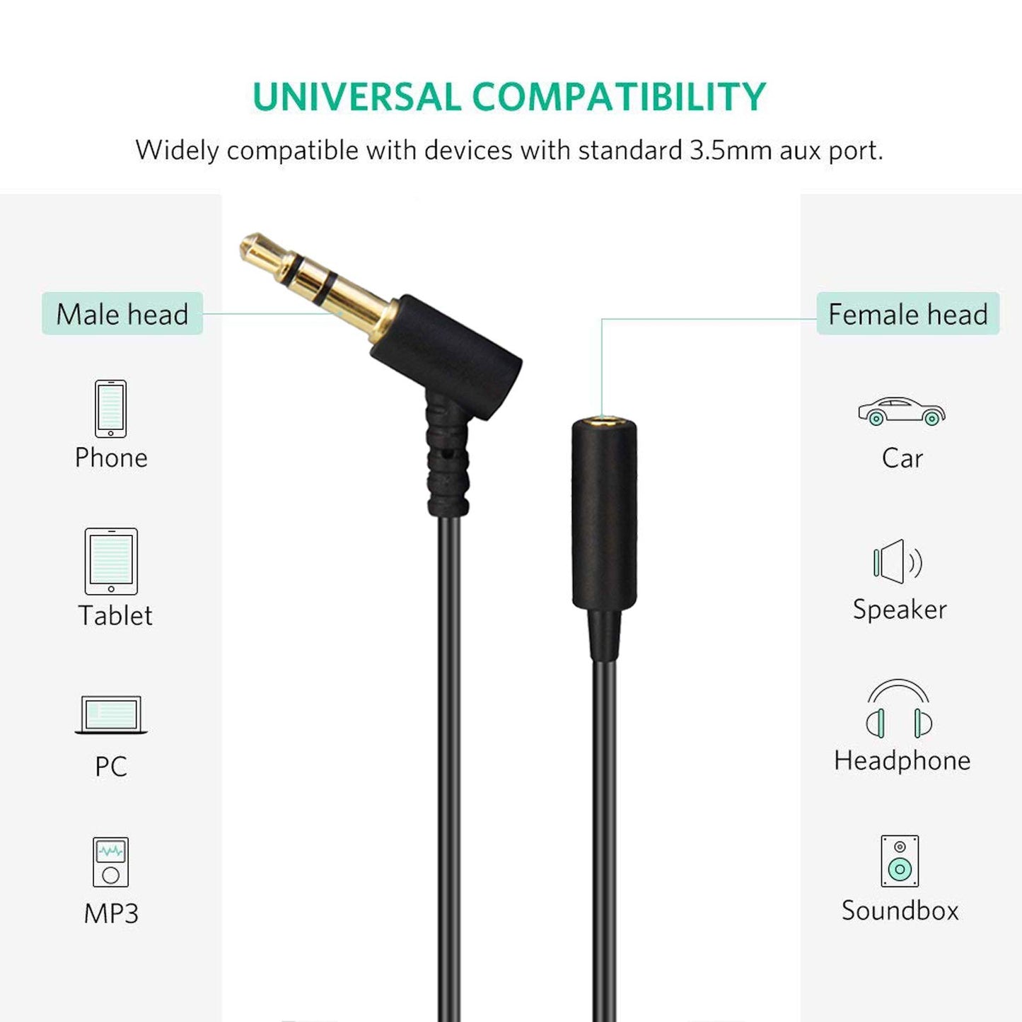 Headphones Extension Cable Cord Line 3.5mm Audio Splitter Wire,3.5mm Male to Female Replacement Stereo Audio Cable Aux Extension Cords Compatible…