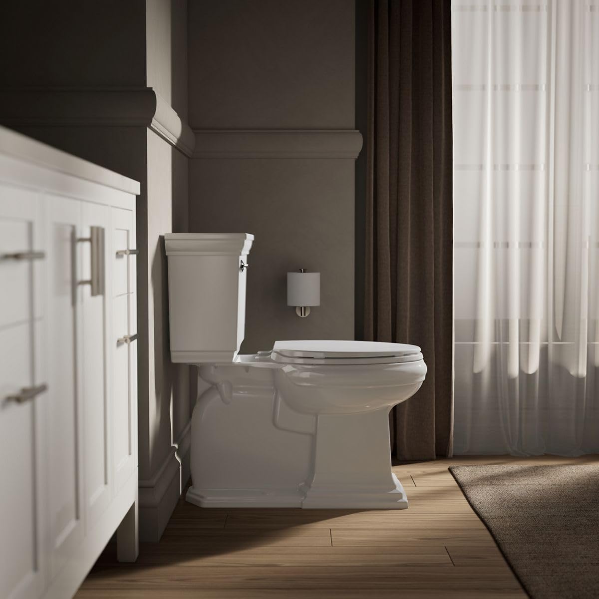 Kohler K-20110-0 Brevia Elongated Toilet Seat with Grip-Tight Bumpers, Quiet-Close Seat, Quick-Attach Hardware, White