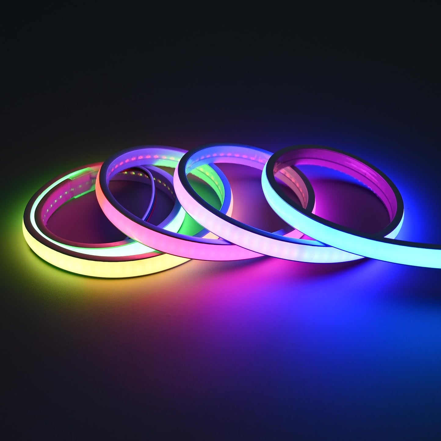 GOMING 24V 32.8ft/10M WS2811 Neon RGB COB LED Strip Light Addressable IP67 Waterproof 576 LEDs/M 16W/M Uniform Glow Self-Adhesive LED Tape for DIY
