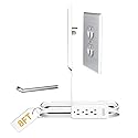 Sleek Socket No Shock Child & Pet Protector Outlet Concealer with Protective Cord Clips, Flat Extension Cord with 3 Outlets Power Strip (Safeguards