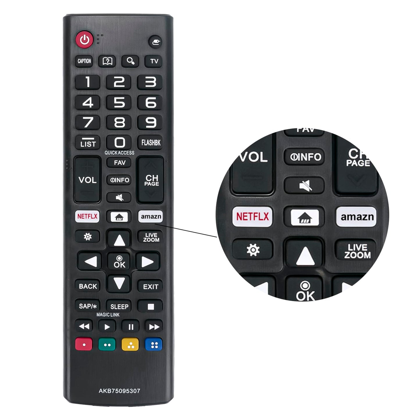 AKB75095307 Remote Control Replacement fit for LG LED LCD TV 43UJ6500 43UJ6560 49UJ6500 49UJ6560 55UJ6520 55UJ6540 55UJ6580 60UJ6540 24lm520d 24LM520S